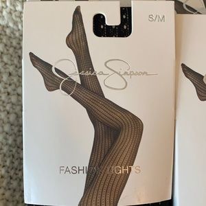 Jessica Simpson Fishnet Detailed Black Tights